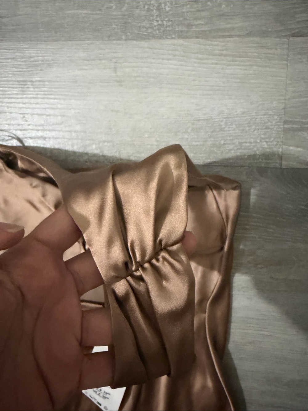 Zara One-Shoulder Satin Dress in Champagne Gold - Picture 11 of 13